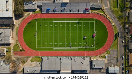 Overhead View Of Nice Track Football Soccer Stadium