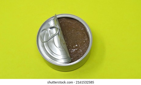 Overhead View Of Open Can Of Cat Food