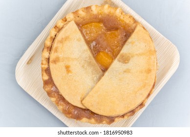 Overhead View Of Peach Cobbler Pie Will Taste As Delicious As It Looks.