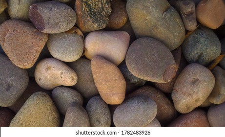 Overhead View Of A Pile Of Water Smoothed River Rocks