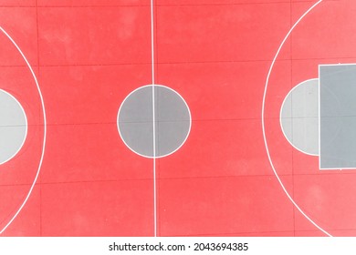 Overhead View Of Public Basketball Court