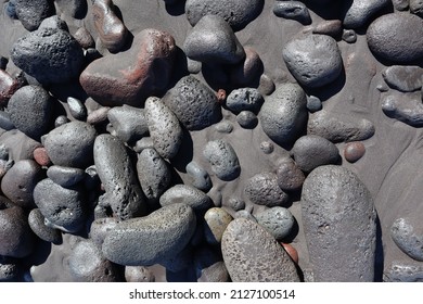 An Overhead View Of Rounded Lava Rocks On The Beach Of Kona, Hawaii, Great For Background