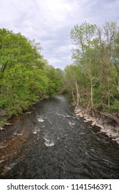 Overhead View Of The Rushing Waters Of The Patapsco River In Early Spring.