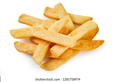 Overhead View Of Steak Fries On White Isolate Background