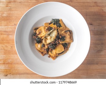 Overhead View Of Stuffed Ravioli. 