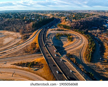 Overhead View Of Traffic On Freeway