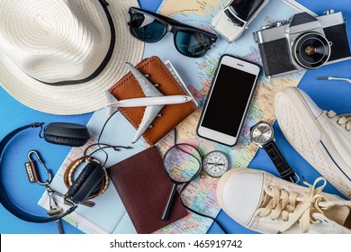 Summer Holiday Background Beach Accessories On Stock Photo 394314973 ...