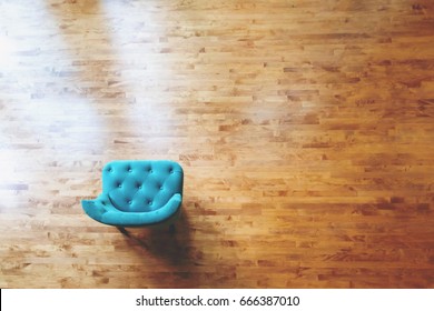 Overhead View Of A Turquoise Chair In A Large Luxury Home