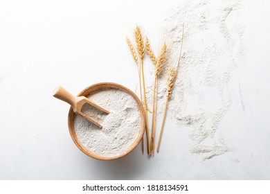 Overhead View Of Whole Grain Flour On Light Surface