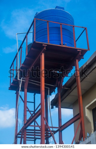 Overhead Water Storage Tanks Against Beautiful Stock Photo (Edit Now ...