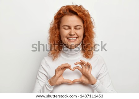 Similar – Image, Stock Photo Curly | redhead young woman