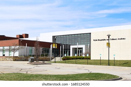 Overland Park, Kansas / USA - March 25, 2020: Johnson County Community College On A Sunny Spring Day