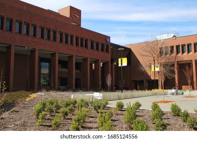 Overland Park, Kansas / USA - March 25, 2020: Johnson County Community College On A Sunny Spring Day