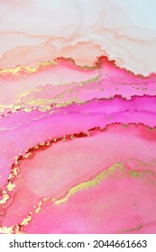 Overlapping Textures Drawn In Pink Alcohol Ink