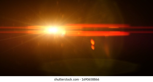 Overlay, Flare Light Transition, Effects Sunlight, Lens Flare, Light Leaks. High-quality Stock Image Of Warm Sun Rays Light Effects, Overlays Or Golden Flare Isolated On Black Background For Design