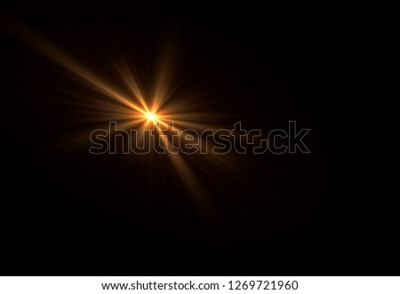 Overlay, flare light transition, effects sunlight, lens flare, light leaks. High-quality stock images of warm sun rays light effects, overlays or golden flare isolated on black background for design