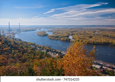 Overlook From Buena Vista City Park Above Alma Wisconsin And The Mississippi River Along Highway 35 Or The Great River Road