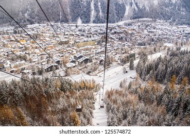  Overlook Chamonix Town In Winter. Taken In The Chamonix, France.