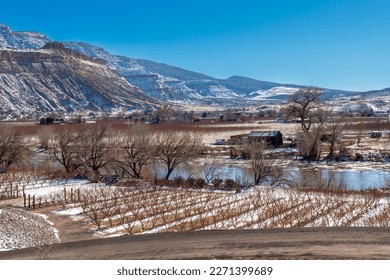 Overlook of Fruit and Wine Country near Palisade, Colorado in Winter - Shutterstock ID 2271399689