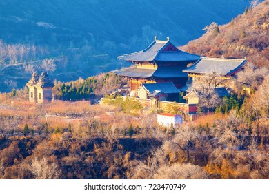 Overlook Kaihuo temple. The temple was built in A.D. 990 and rebuilt in After A.D.2000. They are located Southwest suburbs of Taiyuan, Shanxi, China.  - Shutterstock ID 723470749