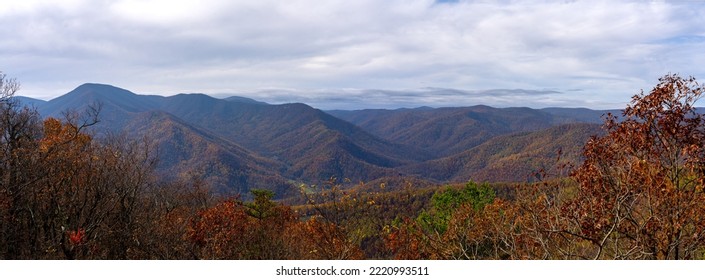 Overlook on the Three Ridges Hike Looking Towards a Small Farm Hollow Blue Ridge Mountains Virginia  - Shutterstock ID 2220993511