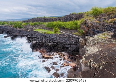 overlooking alahaka bay and ala kahakai national historic trail along south kona coast hawaii