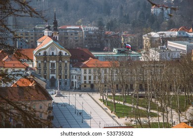 Overlooking City Center Of Ljubljana And Congress Square 