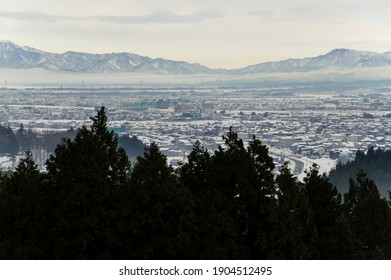 Overlooking The City Of Joetsu In Winter