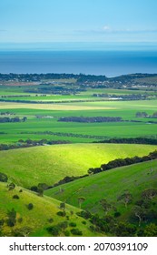 Overlooking the coast and farmland on South Australia's Fleurieu Peninsula - Shutterstock ID 2070391109