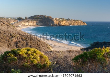 Overlooking Crystal Cove Beach  and Abalone Poin on the Pacific coast highway in southern California,