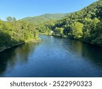 Overlooking the Fontana river from a bridge near the Fontana dam