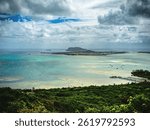 Overlooking Kaneohe Bay and Heeia Boat Harbor. Hawaii Marine Corp Base in the horizon. 
