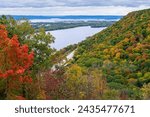 overlooking mississippi river from great river bluffs state park in driftless region of southeastern minnesota 