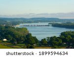 Overlooking the Mississippi River on a beautiful Summer morning.  Bellevue State Park, Iowa, USA