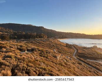 Overlooking monastery Beach during sunset hike.
