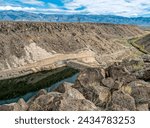Overlooking the Owens River as it flows into the Pleasant Valley Dam near Bishop in California, USA