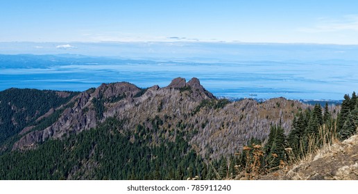 Overlooking Port Angeles WA, Victoria BC And The Strait Of Juan De Fuca From Hurricane Hill, Olympic National Park