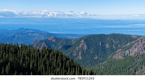 Overlooking Port Angeles WA, Victoria BC And The Strait Of Juan De Fuca From Hurricane Hill, Olympic National Park