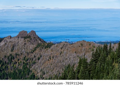 Overlooking Port Angeles WA, Victoria BC And The Strait Of Juan De Fuca From Hurricane Hill, Olympic National Park