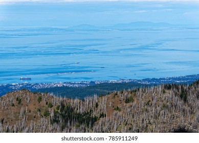 Overlooking Port Angeles WA, Victoria BC And The Strait Of Juan De Fuca From Hurricane Hill, Olympic National Park