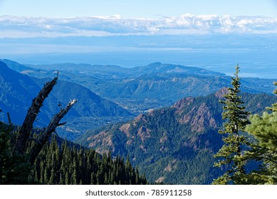 Overlooking Port Angeles WA, Victoria BC And The Strait Of Juan De Fuca From Hurricane Hill, Olympic National Park