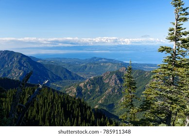 Overlooking Port Angeles WA, Victoria BC And The Strait Of Juan De Fuca From Hurricane Hill, Olympic National Park