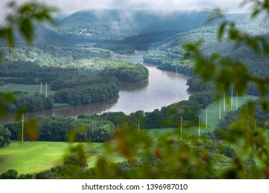 Overlooking River Valley Through Trees. Susquehanna River