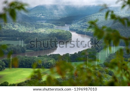 overlooking river valley through trees. Susquehanna River