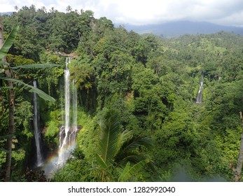 Overlooking scenic Sekumpul and Fiji Waterfall framed by green jungle. - Powered by Shutterstock