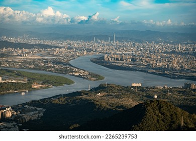 Overlooking Taipei city, Guanyin Mountain