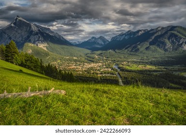 Overlooking the Town of Banff in Banff National Park Alberta,