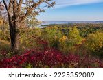 overlooking valley and lake pepin from frontenac state park minnesota during autumn