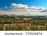 Overlooking view from the Havirov city in Moravia Silesia region and Beskydy mountains of Moravia at background sunny summer day East Czech Republic heart of Europe 