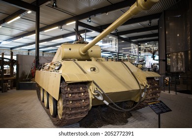 Overloon, Netherlands, APRIL 2, 2018 - Overloon War Museum Exhibit With Military Vehicles